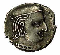 Western Kshatrapas, Ishvaradatta, Silver, as Mahakshatrapa, Saka year 1. Very Fine+, Scarc