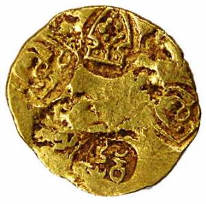 Punch-marked type Tanka of Eastern Maharashtra, Gold, four symbol type with two consisting