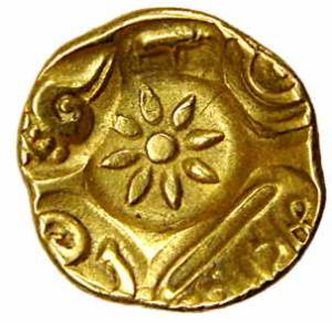 Yadavas of Devagiri, Mahadeva (AD 1261-1270), Gold, Padma Tanka, six symbols type with lot