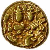 Haidar, Gold, Pagoda, Lakshmi-Narayan on obv & Persian ha on rev (KM# 15). About Very Fine