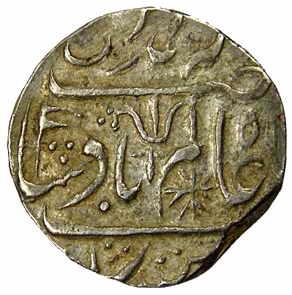 Silver, Rupee, Chhatarpur Mint, in the name of Shah Alam II, RY 3, New type with a flag, t