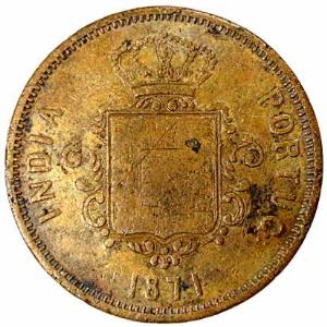 Goa, Portuguese Colonial issues, Copper, Tanga – 60 Reis, 1871 (KM# 6). Fine+, Scarce.