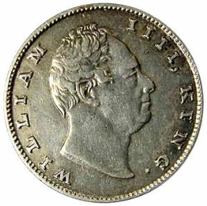 William IV, Silver, Rupee, 1835, without initials, Bombay Mint (KM# 450.1). About Extremel