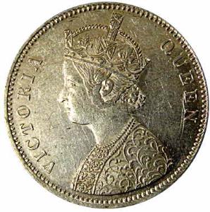 Victoria Queen, Silver (10), Rupee, Set of 1862 Dot Rupees: 0/0, 1/1, 1/2, 2/0, 0/3, 0/4, 