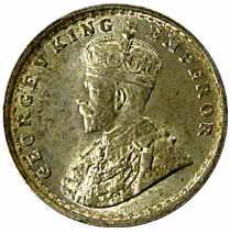 George V, Silver, 2 Annas, 1911, Bombay Mint. Extremely Fine, Rare Date.