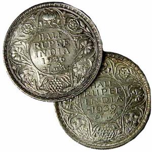 Collection of ½ Rupees, Silver (9), George V: 1914, 1918, 1923, 1924, 1933 & 1936; George 