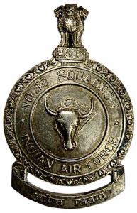 Amit Vikrama Medal of Indian Air Force, a bull head facing in the center, around No. 12 SQ