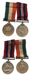 British War Medal 1914 –1918 named but naming removed beyond recognition, 1939 –1945 World
