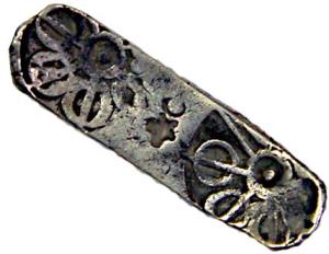 Punch-marked Coins, Gandhara Janapada, 6th century BC, Silver, Bent Bar, Shatamana, 11.5 g