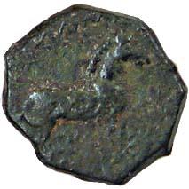 Western Kshatrapas, Chashtana, 1st century AD, Copper, 2.1 g, Horse type with usual hill a