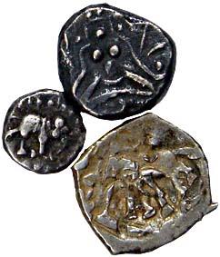 Mixed lot of Silver (3), Surashtra Punch-marked; Chalukyas of Gujarat, Siddharaj Jayasimha