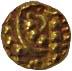 Gangas, Gold, Fanam, 0.3 g, usual elephant type on obv and a small scroll on rev (Mitchine
