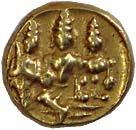 Vijayanagara, Tirumala Raya (AD 1565-1578), Gold, ½ Pagoda, Ram-Lakshmana-Sita type (Mitch