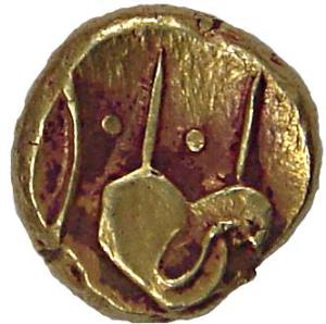 Anonymous, Gold, Hudki Pagoda, Arabic sin on obv (G&G# BJ 47). About Extremely Fine, Scarc