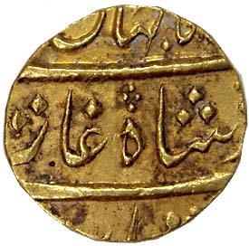 Shah Jahan II (AD 1719), Gold, Mohur, Surat Mint, RY Ahd (KM# 418.8). Mint off flan, uncle