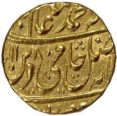 Shah Alam II (AD 1759-1806), Gold, Mohur, Dar-ul-Khilafat Shahjahanabad Mint, AH 1180/8 (K