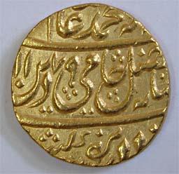 Shah Alam II, Gold, Mohur, Dar-ul-Khilafat Shahjahanabad Mint, AH 1179/7, date not in KM (