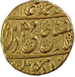 Shah Alam II, Gold, Mohur, Dar-ul-Khilafat Shahjahanabad Mint, AH xxx9/17, umbrella as min
