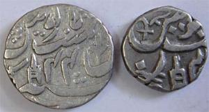 Bindraban Mint, Silver (2), ½ and ¼ Rupee, RY 44 (KM# 9a, 8a). About Very Fine, Scarce. (2