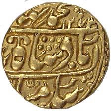 Mughal Issue, Gold, Mohur, in the name of Bahadur Shah II, AH 1273/19, date not listed in 