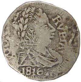 Goa, Joao, Silver, Rupia, 1816 (KM# 219). Fine+, Rare.