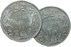 Victoria Empress, Silver (2), Rupee, 1897, Bombay Mint. Almost UNC, Rare. (2)