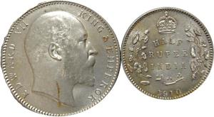 Edward VII, Silver (2), Rupee and ½ Rupee, 1910, Bombay Mint. Extremely Fine, Scarce. (2)