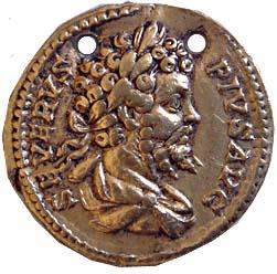 Roman Empire, Septimus Severus (AD 193-211), Gold, Denarius, bearded bust of the Emperor o