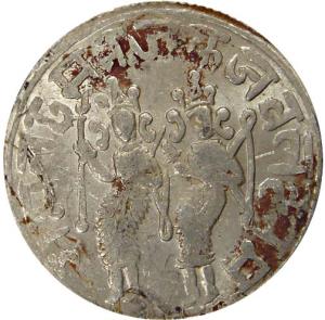 Temple Tokens, Nickel (3), Ram Sabha on obv and seven marching soldiers on rev; Hanuman / 