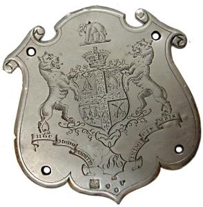 Silver Plate of a Coat of Arms, 25.5 g, probably of Sirmur (Nahan) State with Hallmark. Ab