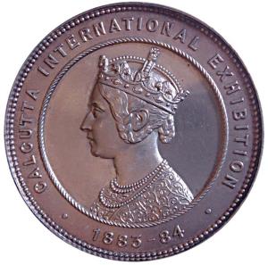 Victoria, Calcutta International Exhibition Medal, Silver, 54.7 g, crowned bust of Victori