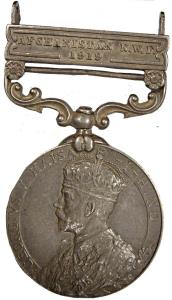 India General Service Medal, Silver, George V, for campaign of Afghanistan, bust of the ru