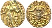 Gupta, Chandragupta II (c.375-414), Gold Dinar, archer type, rev; seated Laxmi type 8.2 gm