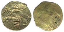 Yadava of Singhana, gold punch mark coin, struck in the Chalukya style (without the usual 