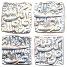 Silver square Rupee, Lahore, IE 38 month Azar & Meher, 11.5 gms, very fine. (2)