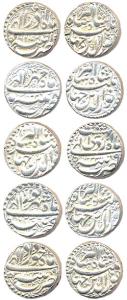 Silver Rupee, Patna, 5 different months (KM# 168.5), about extremely fine (5).