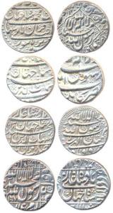 Silver Rupee, Burhanpur, AH 1020 Daulatabad, AH 1027, Kabul, AH x/17, Multan AH x/2, very 