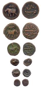 Copper coins of Haider Ali & Tipu Sultan, Cash, Arabic 222 (KM# 20), 1/8 Paisa, Bengalur, 