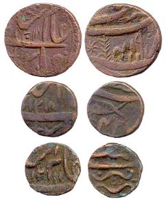 Unusual copper coin lot, in the name of Shah Alam II, 1219/49, 1218/42, 1211, Najibabad, v