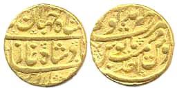 Bharatpur, gold Mohur, in the name of Shahjahan III, AH 1173, Ah x/Ahd, Mahinderpur, unlis