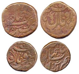 Bhopal, Shah Jahan Begam, copper Anna, ½ Anna, (2) 30.3g, 15.2g, AH 1303 (KM# 18a &17.1), 