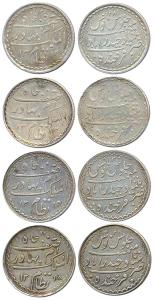 Hyderabad, Mir Mahbub Ali Khan II, Silver Charki Rupees, AH 1312, 1313, 1314, 1318 (KM # Y