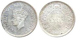 Emperor George VI, Silver Rupee, 1938, 11.6 gms (KM# 555), bag marks, UNC.