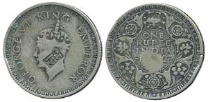 ‘Ram’ countermark on a British India rupee, 1942 AD, fine+.