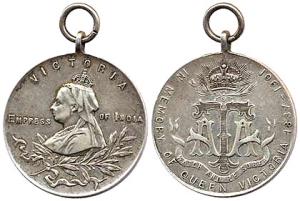 Queen Victoria Empress of India, Silver Temperance Medal, rev: A.T.A. Watch & be sober, fi