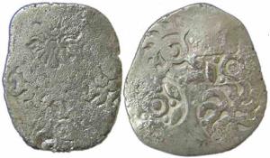 Kashi and Kosala Janapada, Silver (2), 4.6 and 4.1 g, Vimashatika (Rajgor# Series 58 & 64)