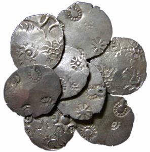 Kashi Janapada under Kosala Janapada, Silver (8), Vimashatika, four- symbol type (Rajgor# 