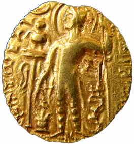 Guptas, Samudragupta (AD 335-380), Gold, Stater, Standard type, Goddess Lakshmi seated on 