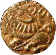 Kadambas of Goa, Soyideva, Gold, Pagoda, lion to left on obv ; Nagari legend with corrupt 