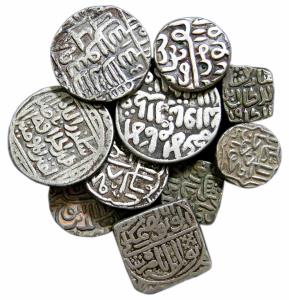 Assorted lot of Silver (10) coins: Delhi Sultan (5); Gujarat Sultan (4), and Malwa Sultan 